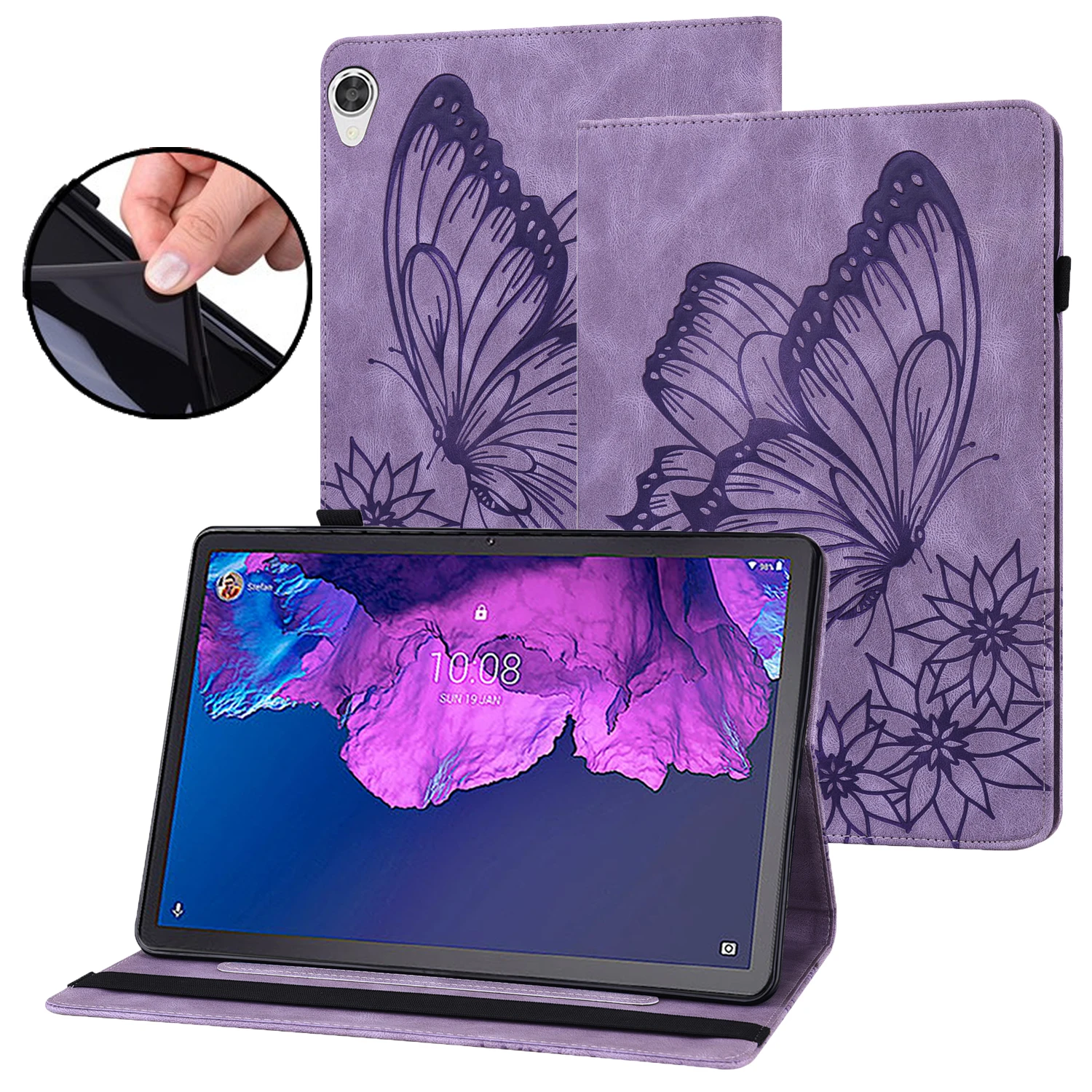 

For Lenovo Tab P11 Plus Case 11 inch Embossing PU Leather Stand Wallet Cover For Funda Lenovo Tab P11 Case TB-J606F/L TB-J616F