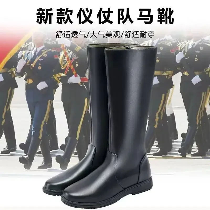 Riding High Boots Horse Knee Rider Leather Shoes Equestrian Long Bootcut Rider Wide Shaft Boot Mens Knee High Casual Zipper