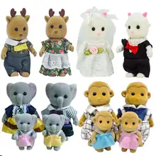 Casa de bonecas 1:12 simulação floresta família boneca rena panda figuras animais móveis em miniatura presentes aniversários natal