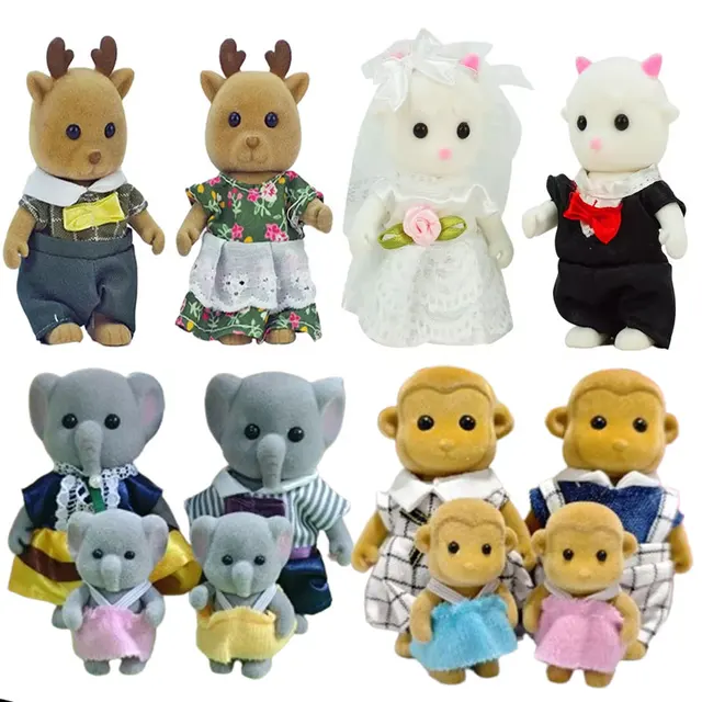 Domek dla lalek 1:12 Symulacja leśnej rodziny Lalka Renifer Panda Figurki zwierząt Miniaturowe meble Świąteczne prezenty urodzinowe