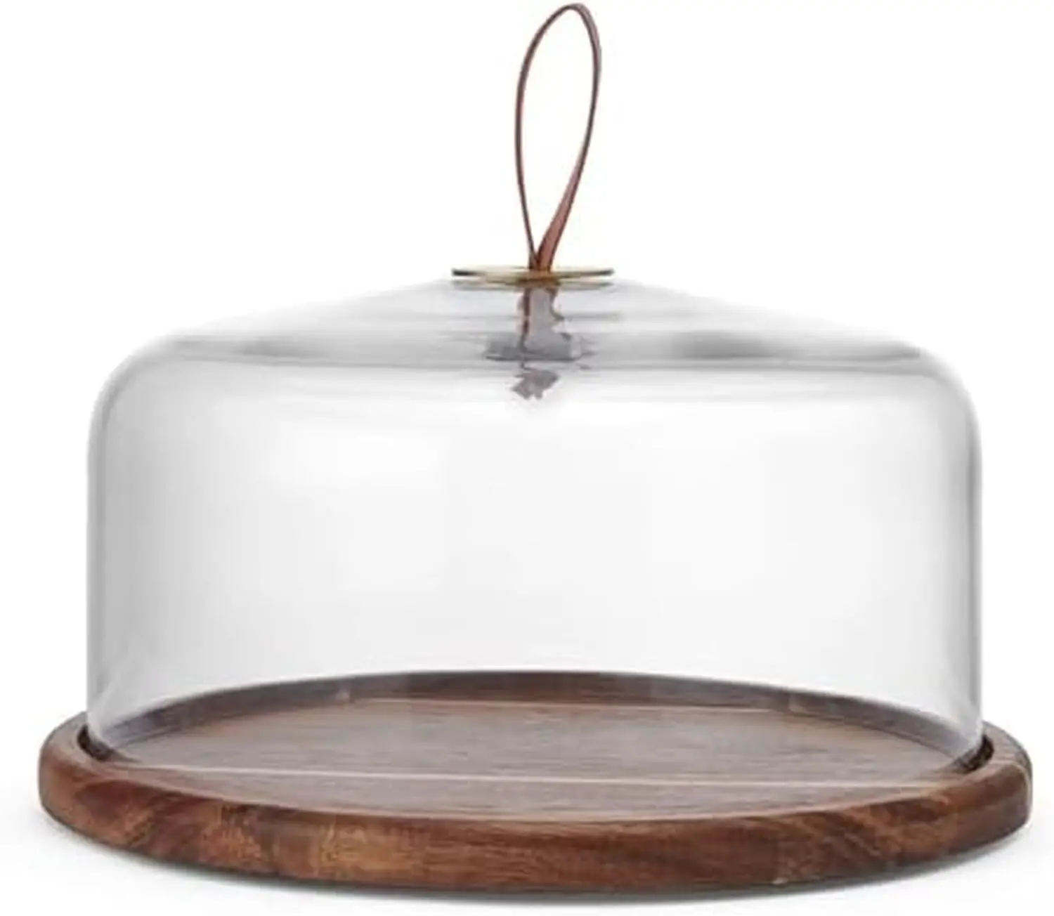 

9.75 Inch Wood Cake Plate Stand with Glass Dome for Elegant Dessert Display