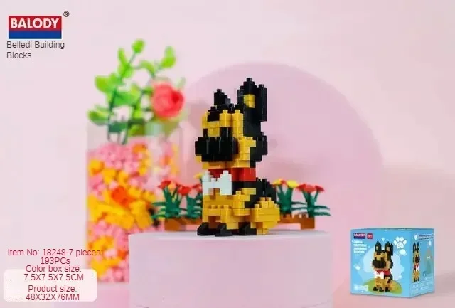 Kawaii Pet Building Blocks Doberman Shiba Inu Poodle Mike Dog Mini Bricks Cat Figure Husky Schnauzer Model Toys For Kids Gift