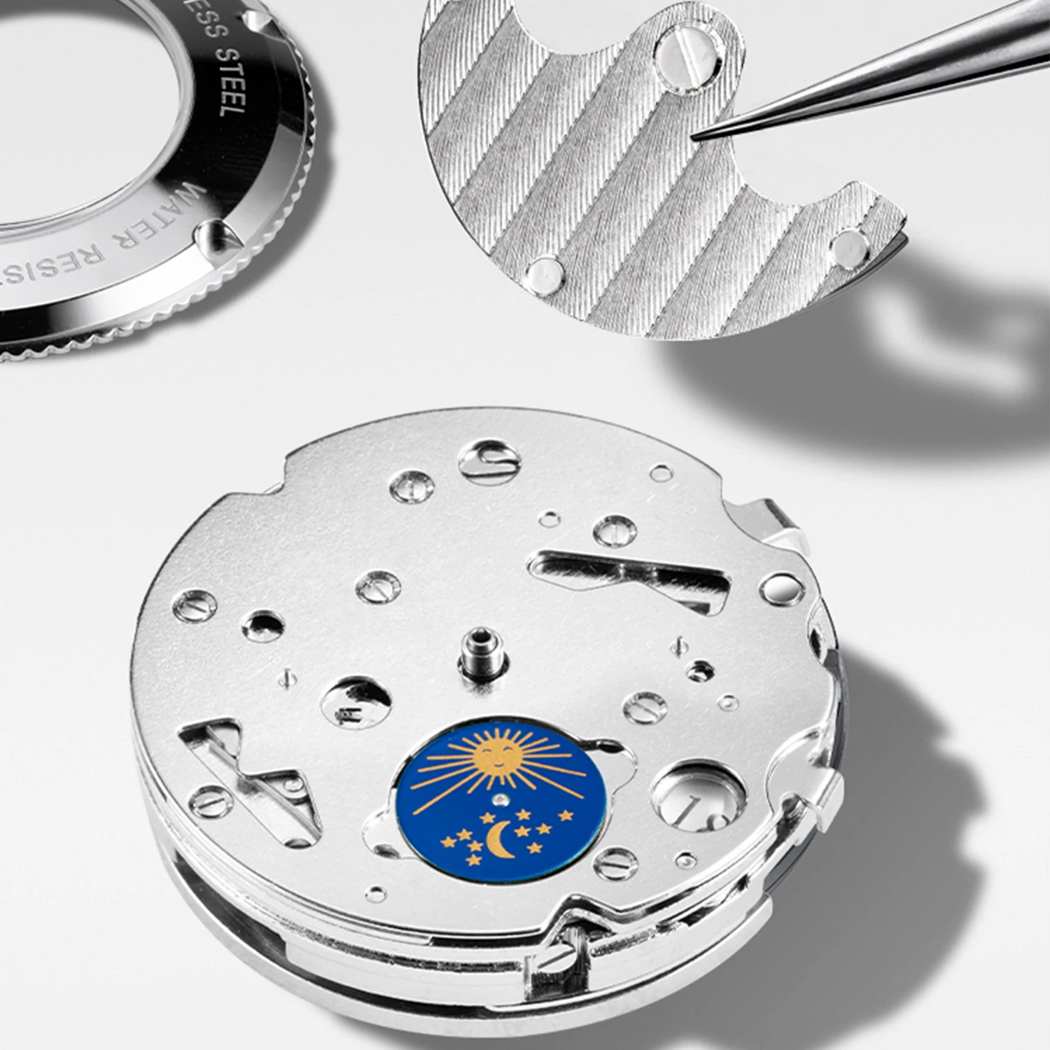 شنغهاي الفاخرة الرجال التلقائي ساعة ميكانيكية القمر المرحلة الأعمال موضة ساعة رجالي التقويم 41 مللي متر الياقوت مقاوم للماء 6025