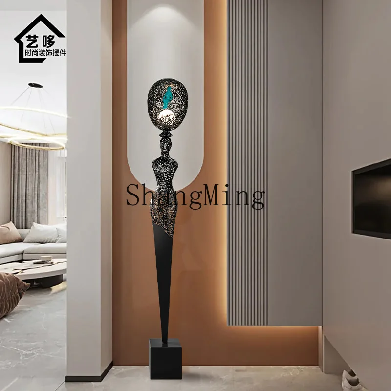 

HJ living room entrance partition sofa floor-to-ceiling ornaments hotel lobby metal figure sculpture decorative artwork