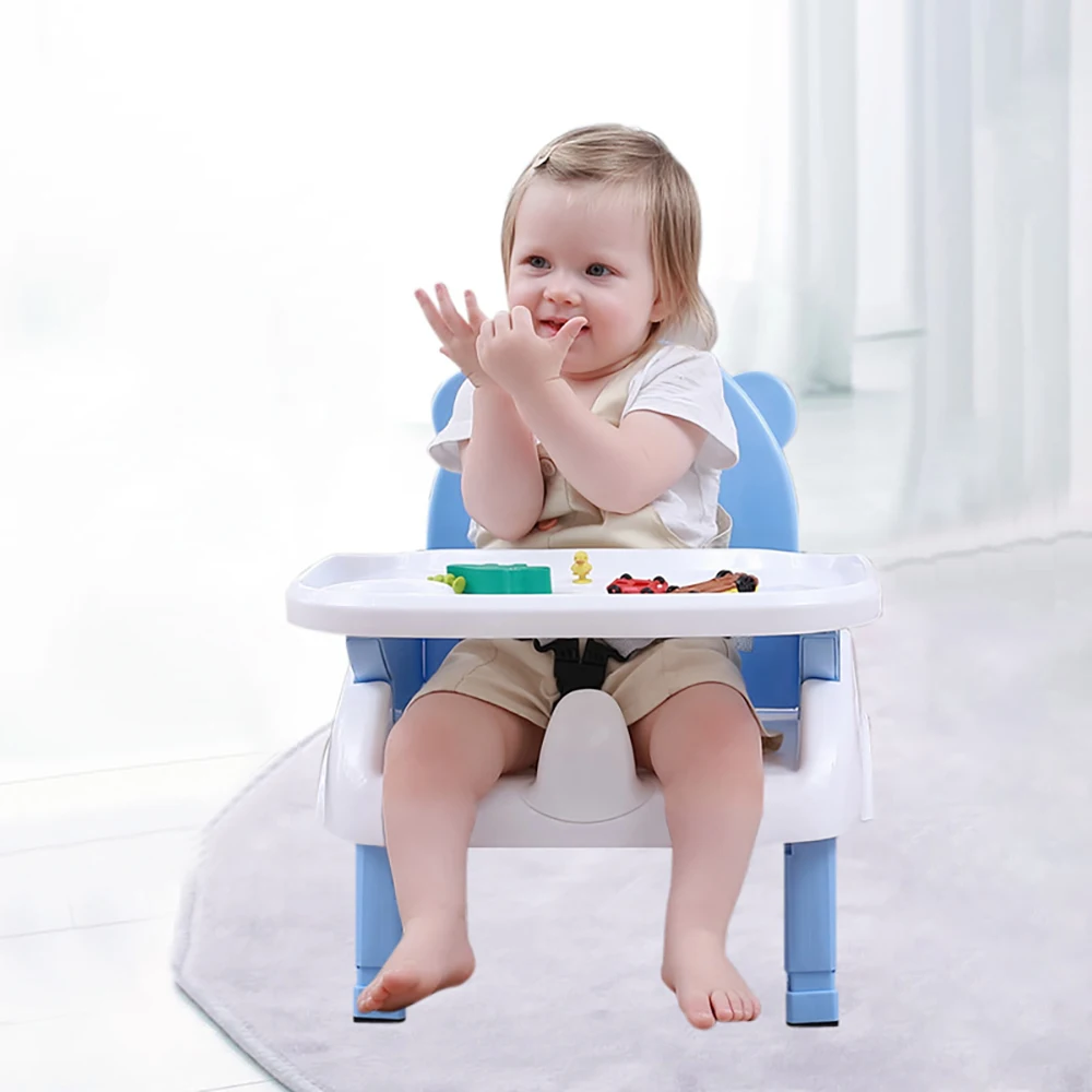 AnGku Folding Portable Baby & Toddler Dining Chair with Safety Belt Travel Booster Seat with Tray for Baby, Dining Table