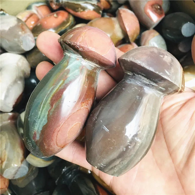 Natural Ocean Jasper Mushroom Ornament, Home Decoration, Holiday Gift, Table Decoration, Crafts 1pc