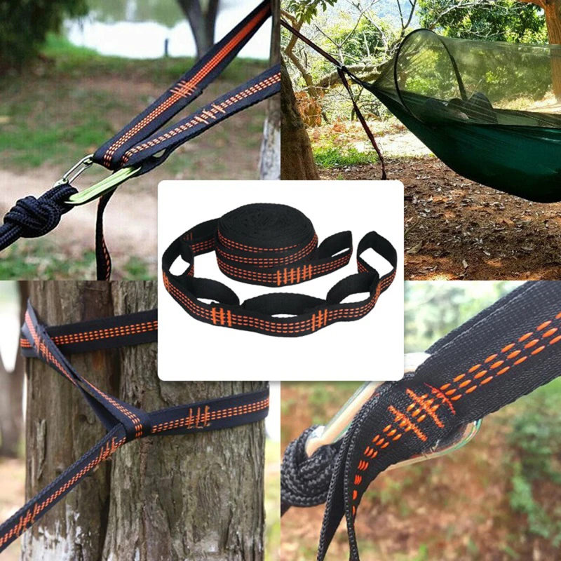 2Pcs High Bearing Capacity Hammock Straps 600lbs Breaking Strength Polyester Hammock Belt Rope 5 Ring Correias De Poliéster