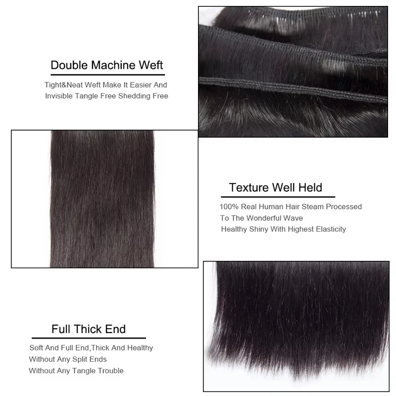 100% Straight Human Hair Bundles 1/3/4 Pcs Weave Bundles Human Hair Extensions Brazilian Remy Natural Black Human Hair 30 Inches