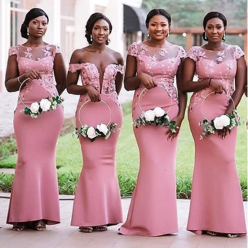 

Pink African Bridesmaid Dresses Wedding Guest Formal Party Dress Fantasy Plus Size Prom Gowns for Women