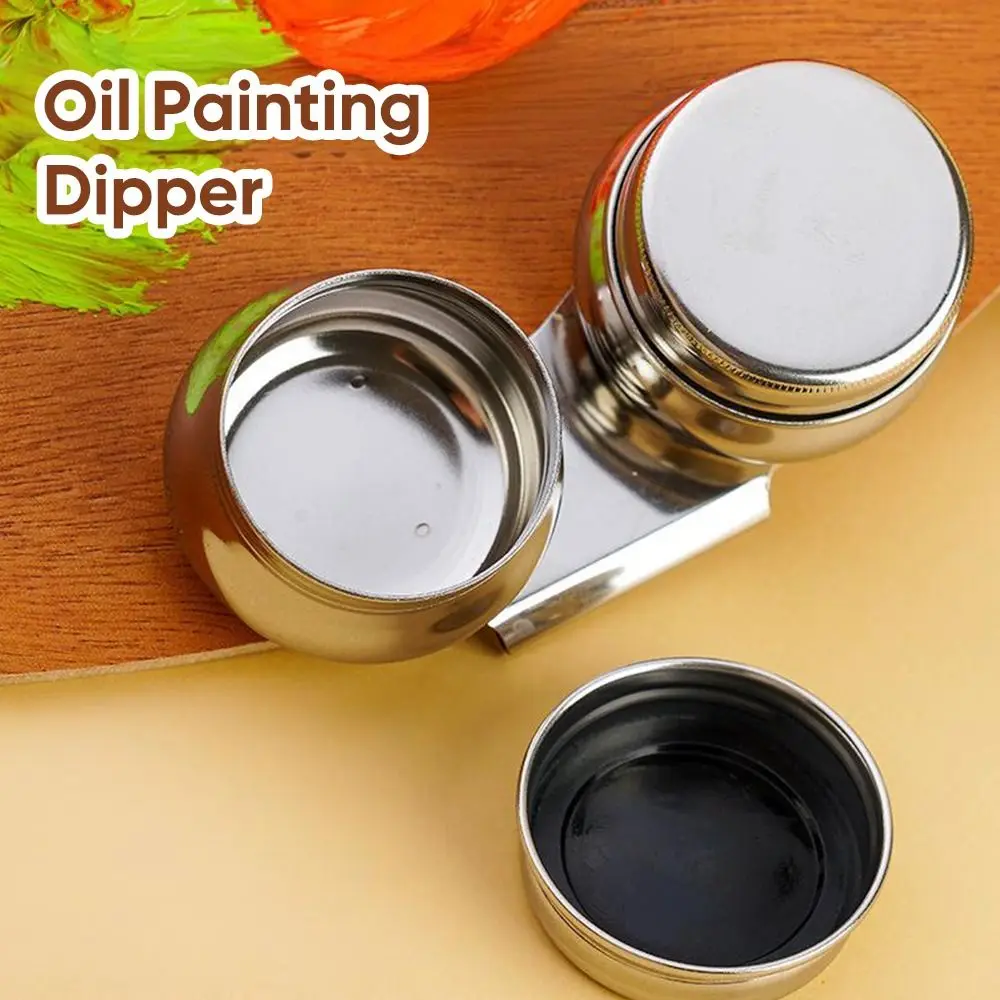 Stainless Steel Oil Painting Dipper Single/Double Hole Watercolor Oil Painting Painting Brush Washer Artist Oil Dipper
