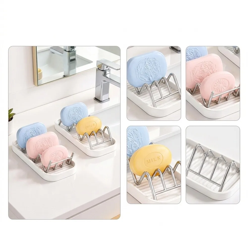 Wavy Soap Dish Designed for Shower Installation 304 Stainless Steel and PP Composition Ensures Consistent Functionality