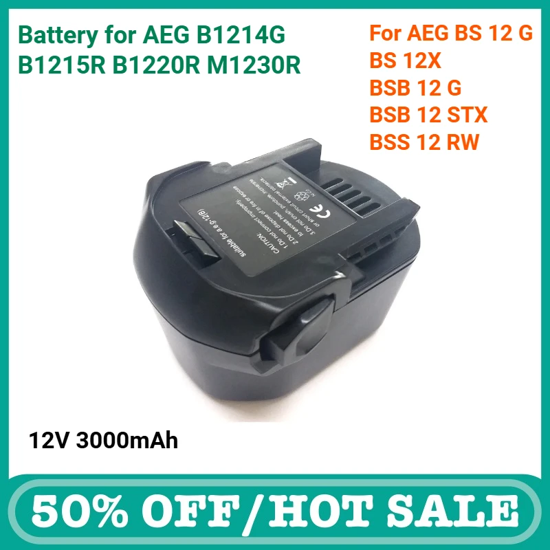 

Power Tools 12V 3000mAh Battery for AEG BSS 12 RW B1215R B1220R B1214G M1230R GBS AA12V BS 12 G BS 12X BSB 12G BSB 12STX