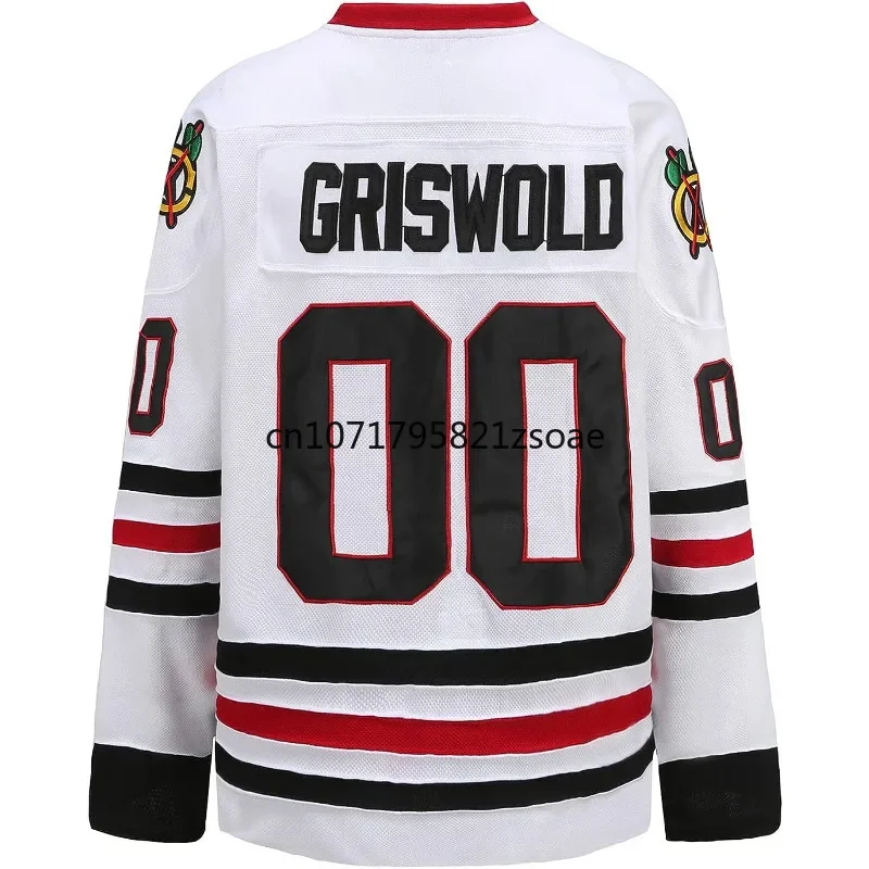 Clark Griswold-Trikot 00, Weihnachtsferien, Film, Eishockey-Trikot, klassischer Sportpullover, Herren, US-Größe S-XXXL, Weiß