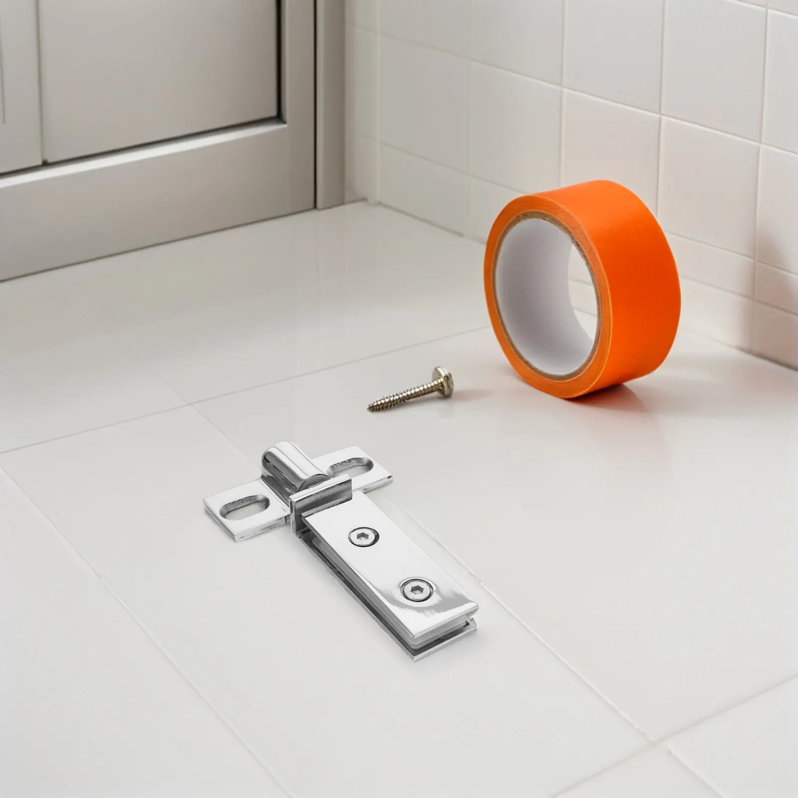 Stainless Steel Pivot Shower Door Hinges Rectangular Dual-Hole Design Heavy Duty Glass Door Hardware for Smooth Quiet Operation