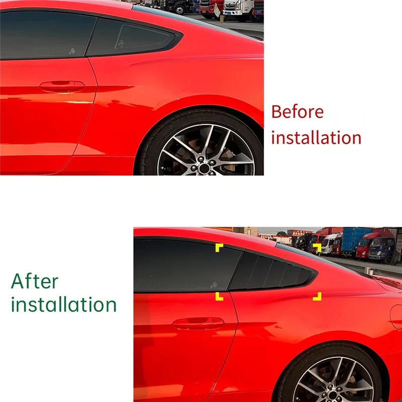 

A05U-Car Rear Triangular Window Louvers Shutters Blinds Cover Trim For Ford Mustang MK6 2015-2023