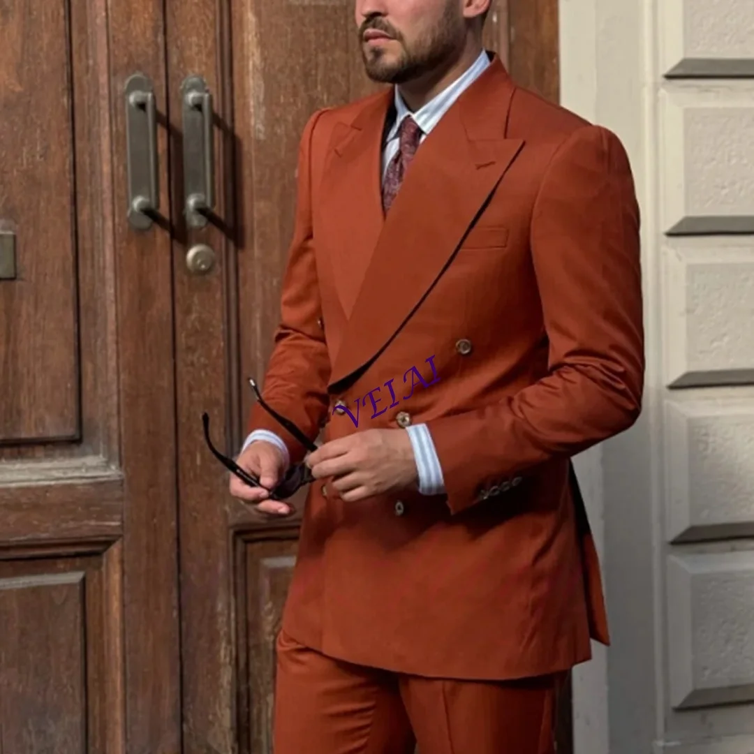 

Мужской деловой костюм-двойка с острыми лацканами, двубортный, для вечерних мероприятий, модный, на заказ