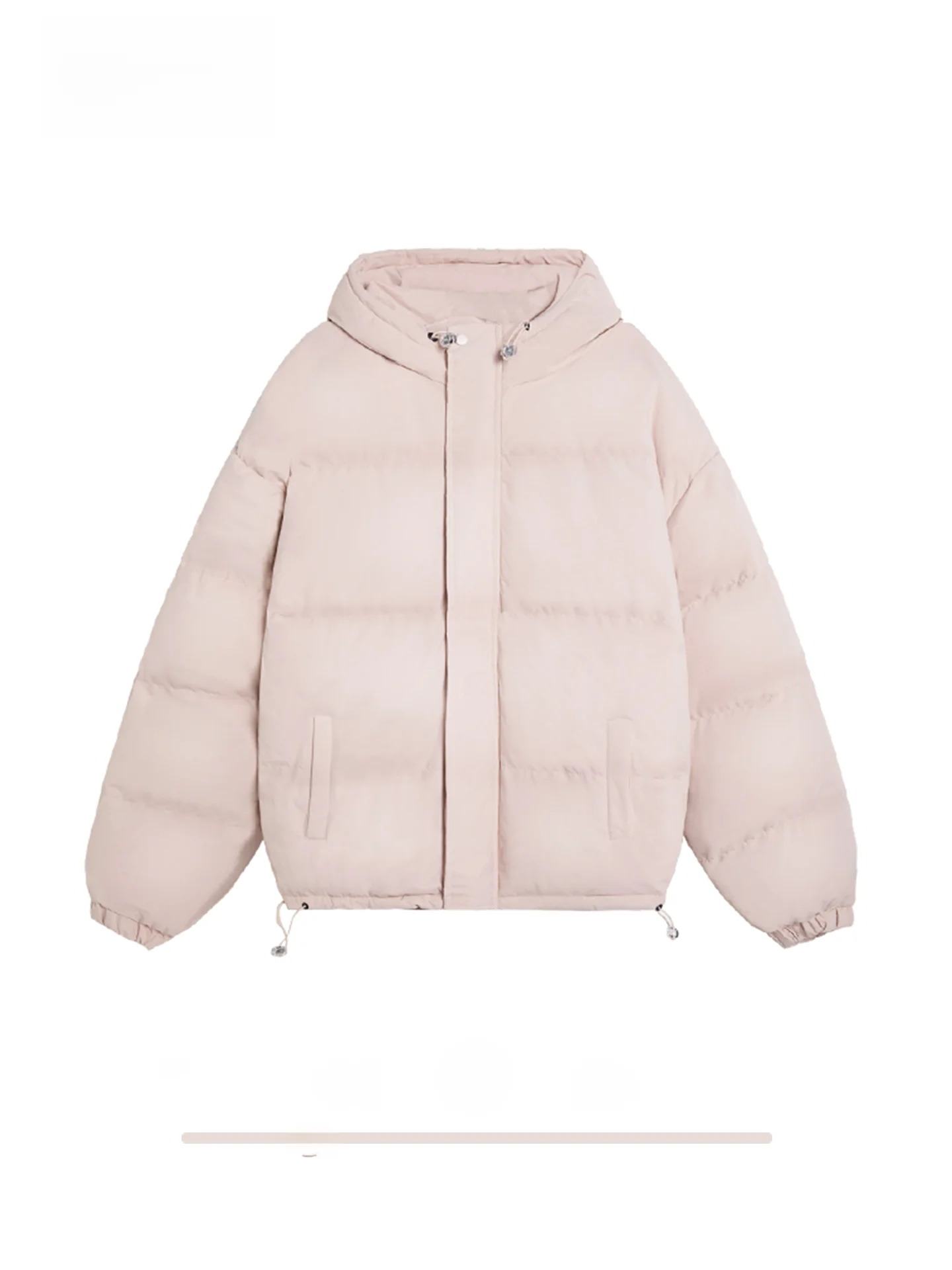 

Pink Korean Sle Cotton Jaet Women's Winter Warm Oversize College Sle Commute Simple Loose Fit Hooded Long Sve