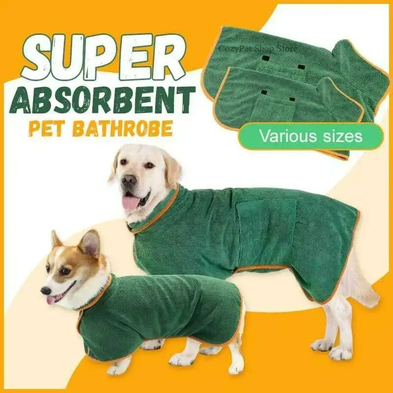 

Pet Bathrobe, Highly Absorbent Dog Drying Coat, Adjustable Quick-Dry Towel Robe for Small, Medium, Large Dogs & Cats