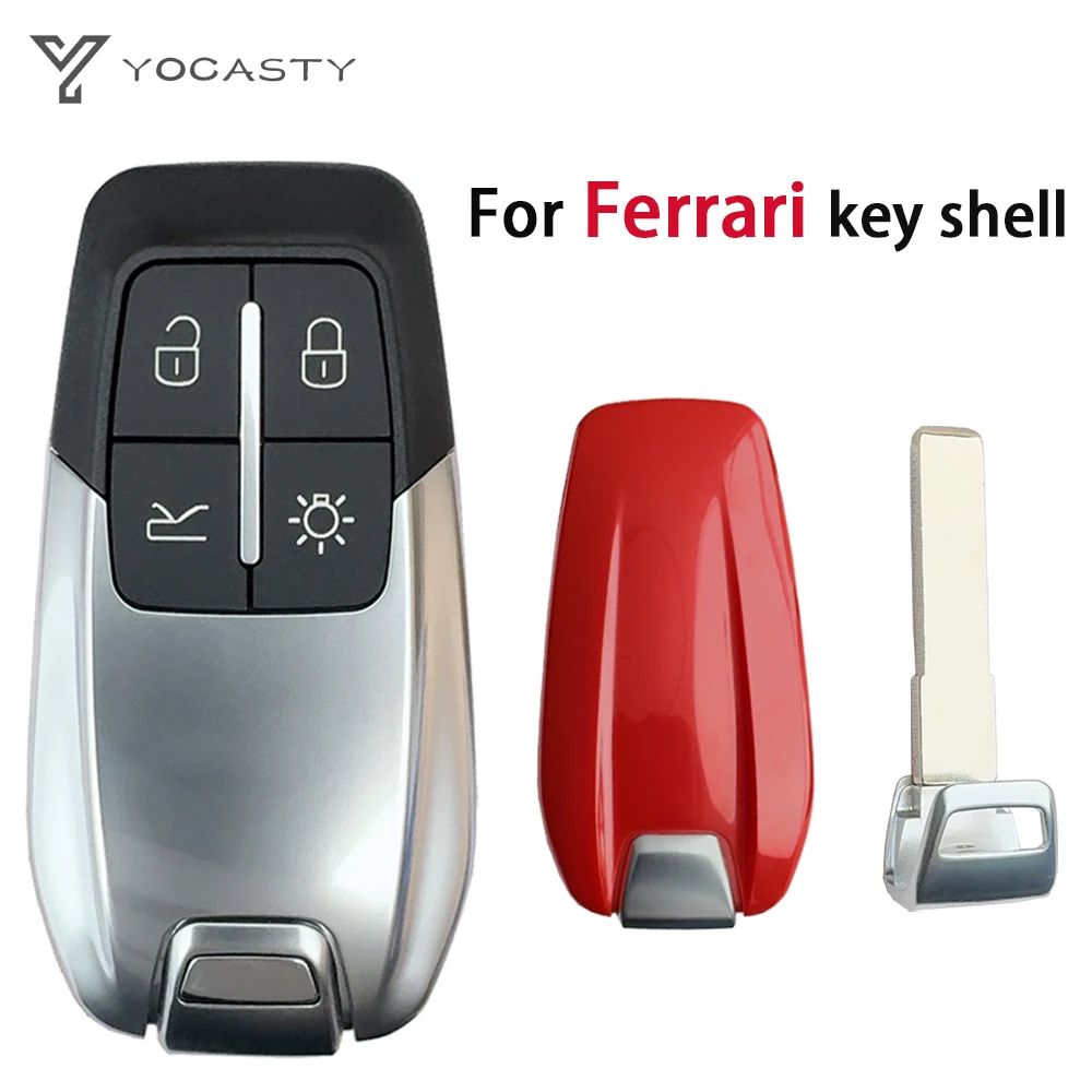 YOCASTY CS094004 Remote Fob Car Key Shell Case Cover 4 button For 2014-2020 Ferrari 458 588 488GTB LaFerrari NO Logo