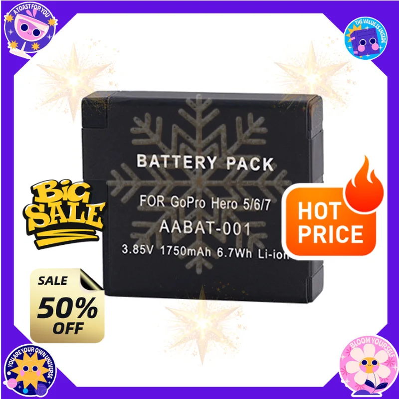SWZY 3.85V 1680mAh Black Battery AABT-001 Fully Decoded for GoPro Hero 5 Hero 6 Hero 7 Sports Camera Battery