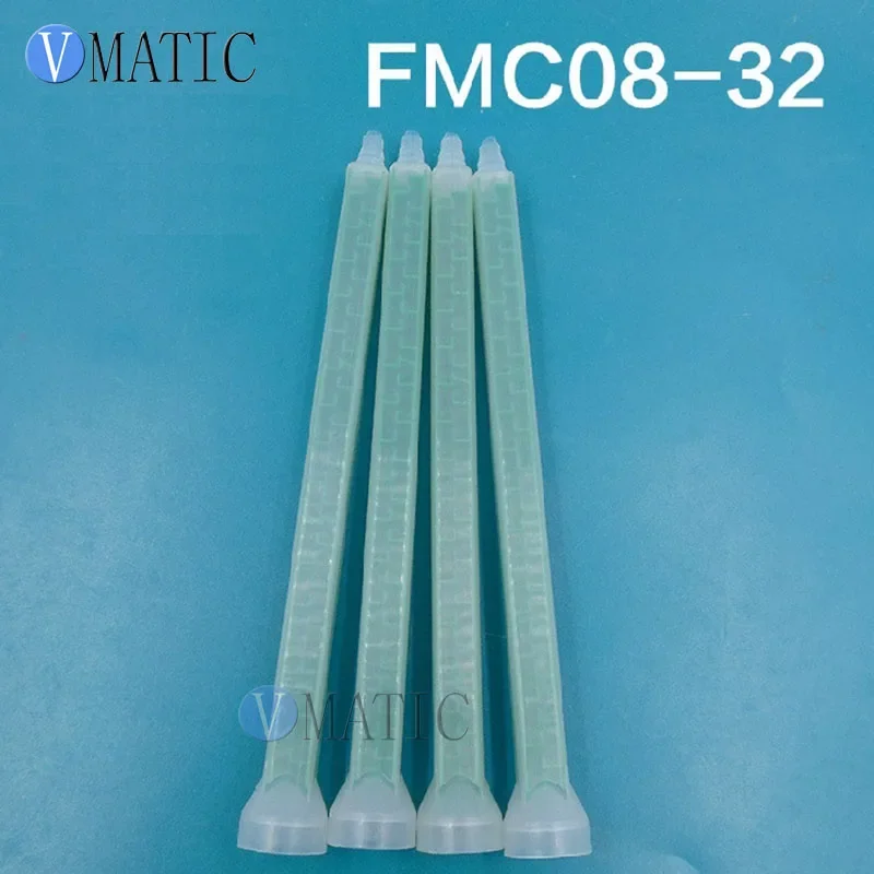 Free Shipping 10pcs Plastic Resin Static Mixer FMC08-32 Mixing Tube Nozzles For Duo Pack Epoxies Square Shape Green Color