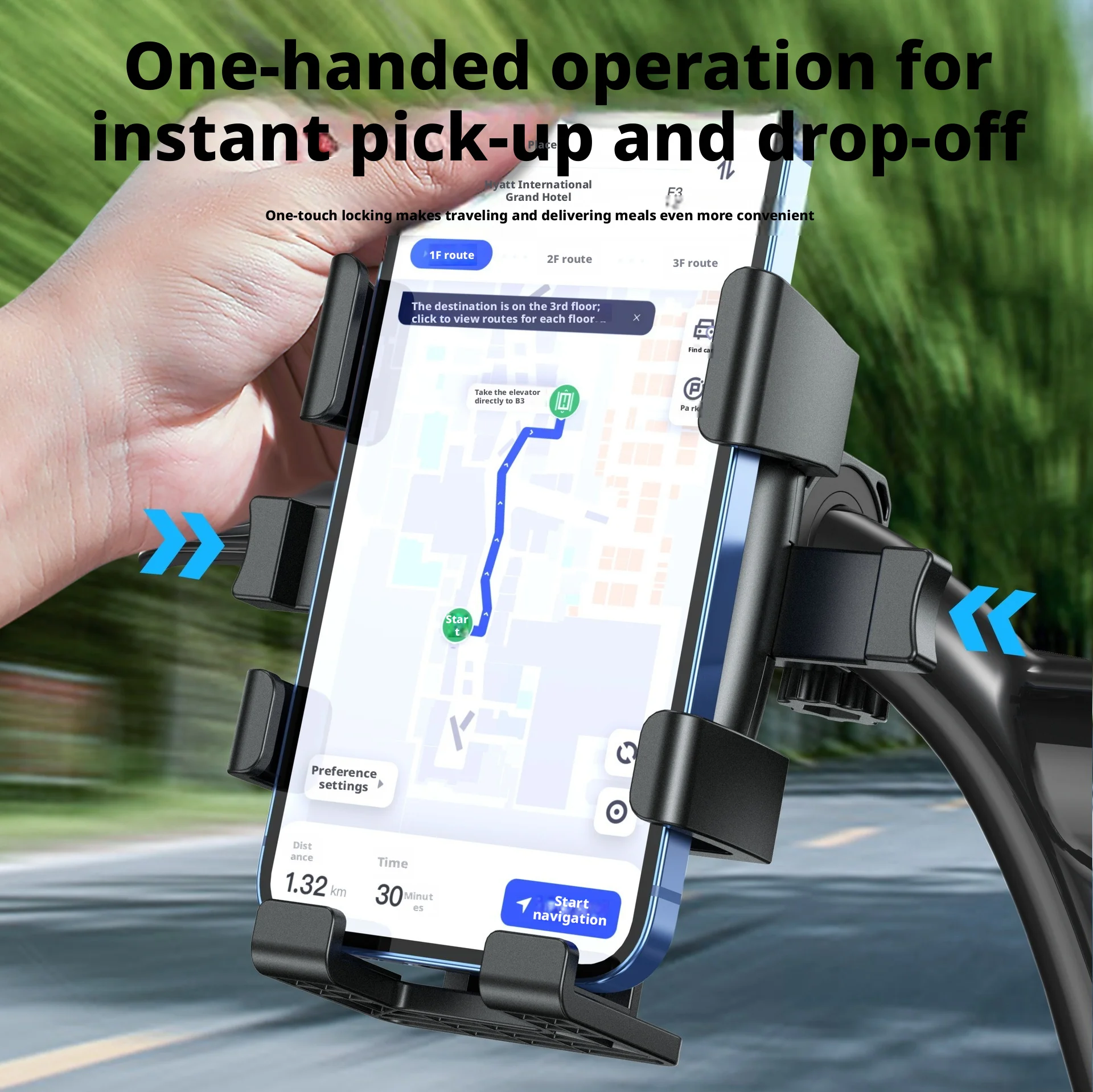 Anti-Shake Motorcycle Phone Holder One Touch Lock Scooter Handlebar Rearview Mirror Mount 4-7 Inch Delivery GPS Phone Stand