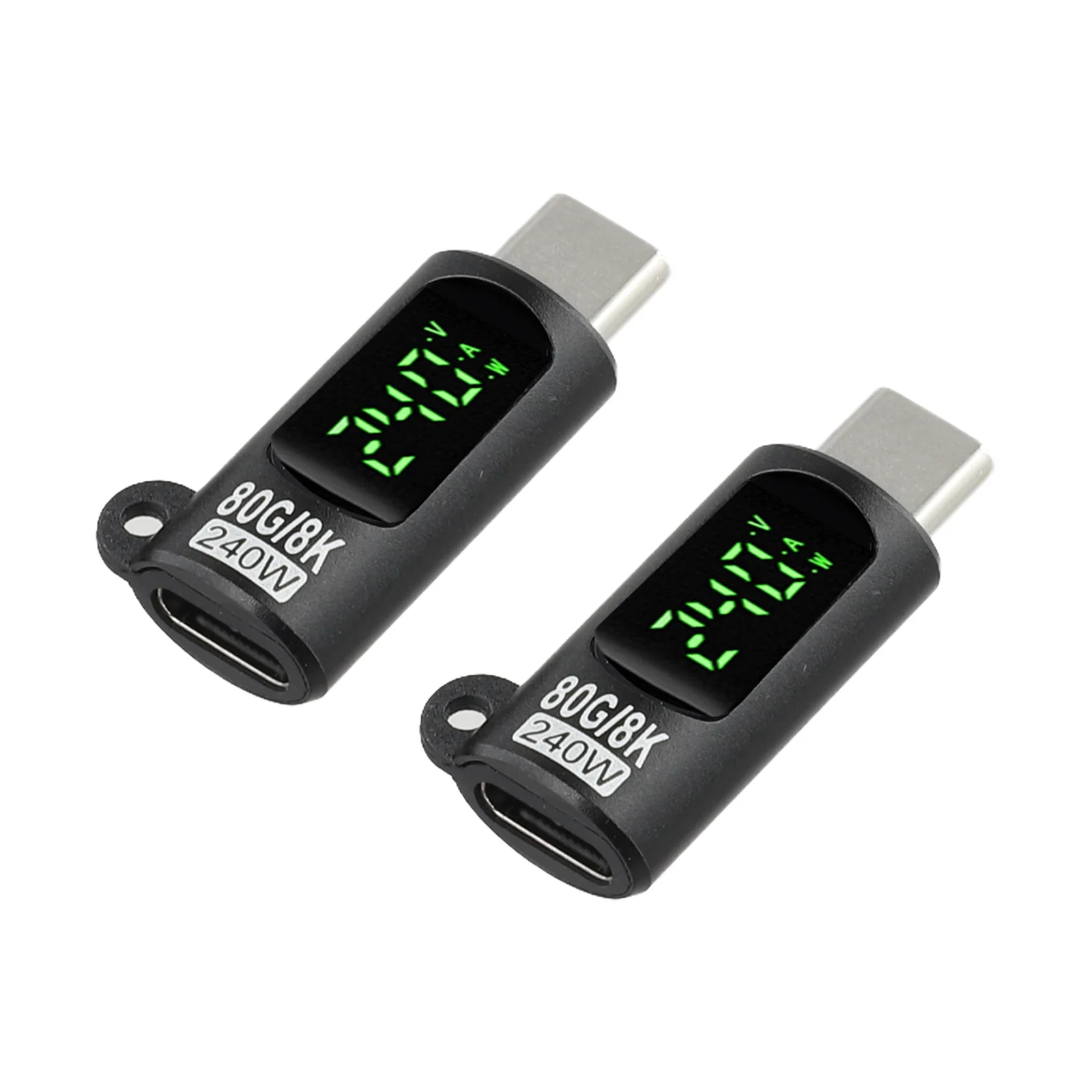 240W USB C Tester 2 Pack with LED Display for Power Voltage Current Monitoring and 8K 60Hz for video Transmission Support