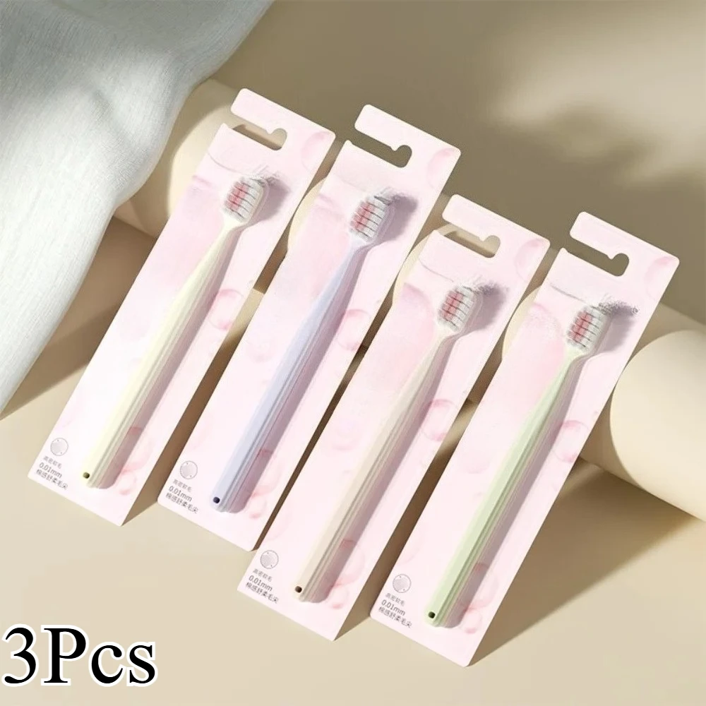 3Pcs Toothbrush Adult Soft Hair Household Home Fur - Wide Head Ultra Fine Hair Anti Sensitivity Gum Protection - Suitable For To