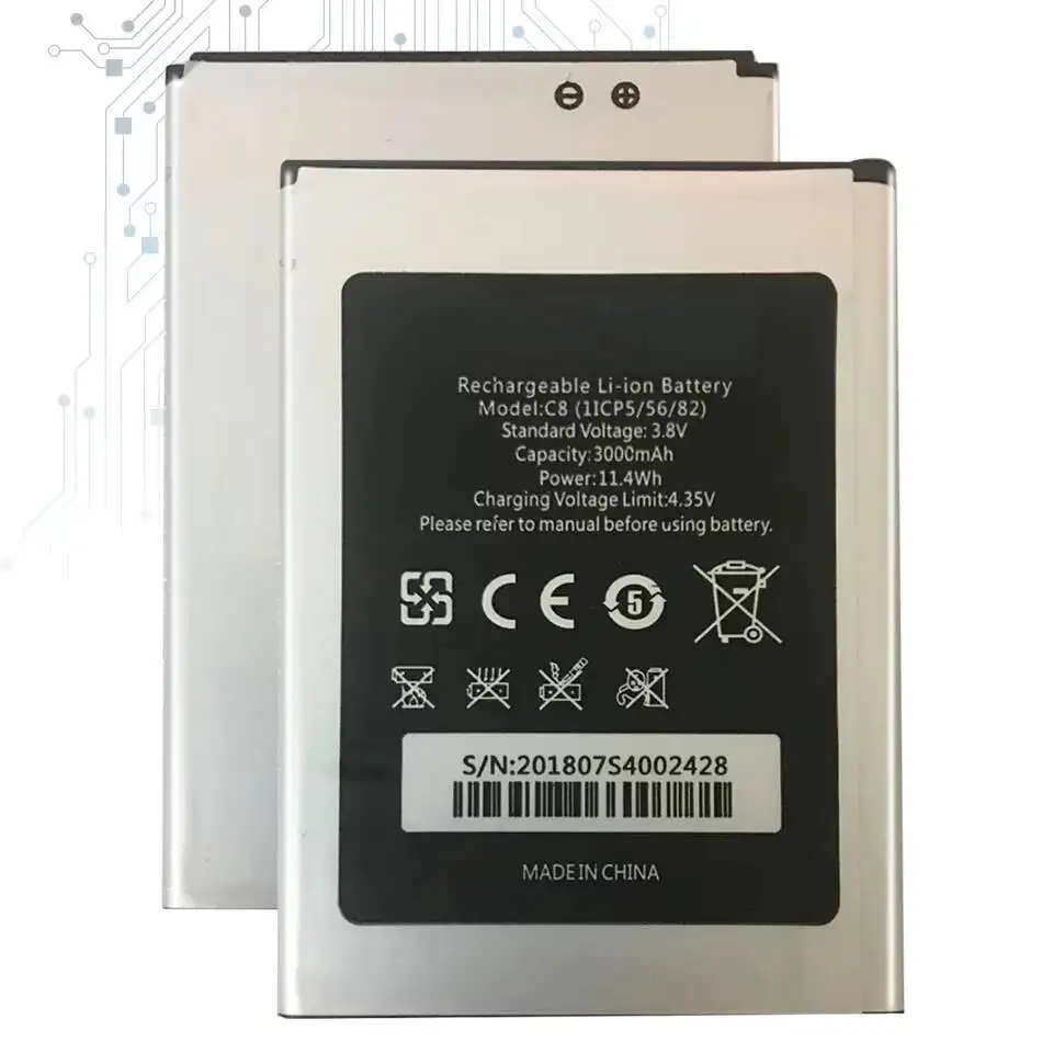 3000mAh Oukitel C8 プレミアム交換用携帯電話バッテリー