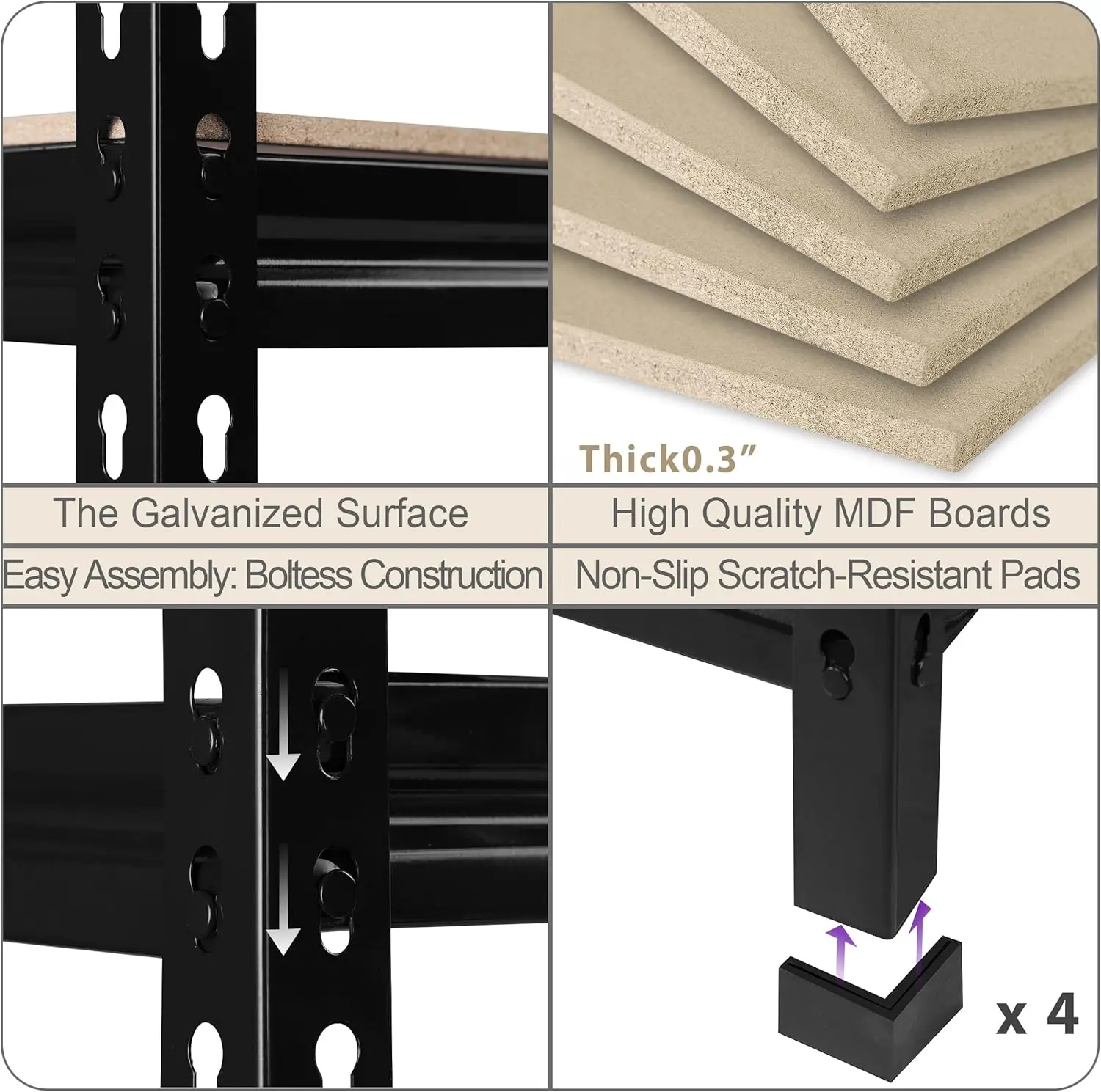 Prateleiras de armazenamento Proilinex Heavy Duty, ajustável Metal Garage Shelving Unit, Standing Utility Shelf, racks para despensa, 5 Tiers