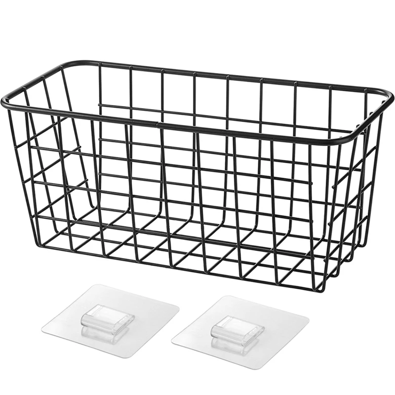 Wrought Iron Wall Shelf Holder Wall Mount Bathroom Shelf Kitchen Hanging Basket Storage Household Wall Hanging Rack Organizer