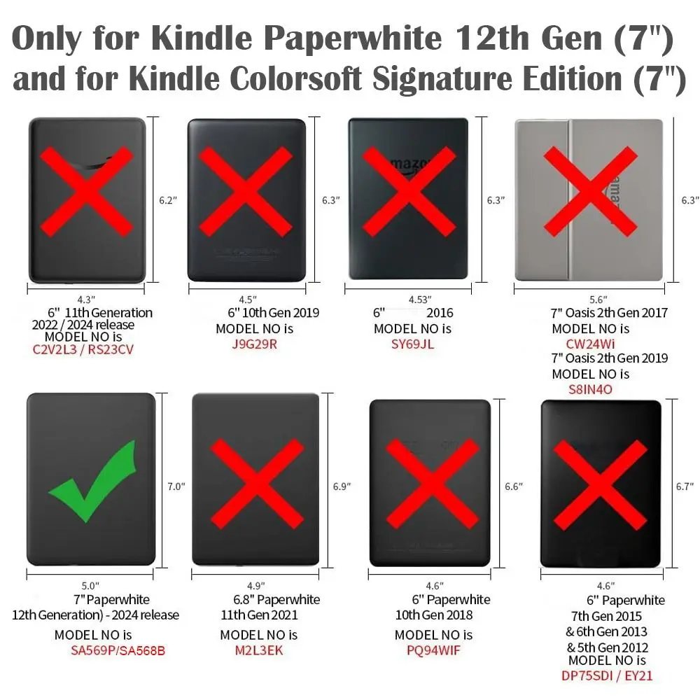 TPU eReader Case Zachte Auto Wake/Sleep Beschermhoes voor Kindle Paperwhite 7 inch 12e generatie/Colorsoft Signature Edition 2024