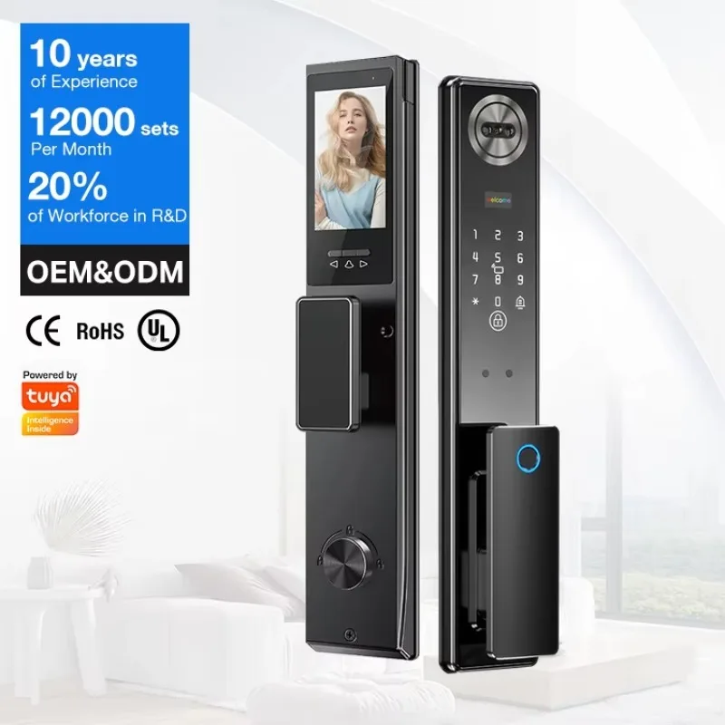 

Custom Smart Durable Cylinder Zinc Alloy Biometric RFID Fingerprint Unlock Metal Intelligent Digital Door Lock With Camera