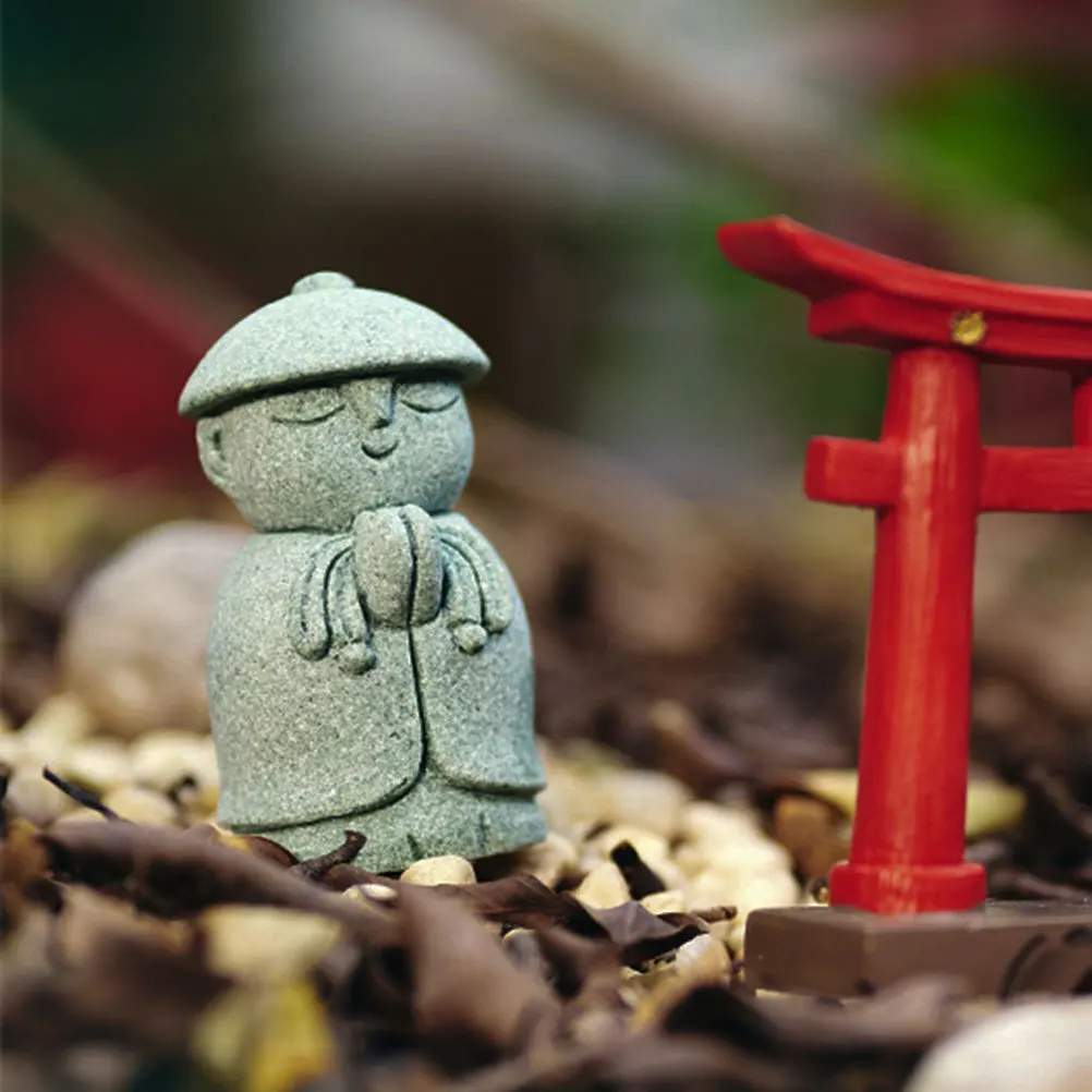 1pc Small Buddha Statue Bluestone Sand Craft Wear Resistant Garden Zen Decor Desktop Home Decoration Mini Sculpture