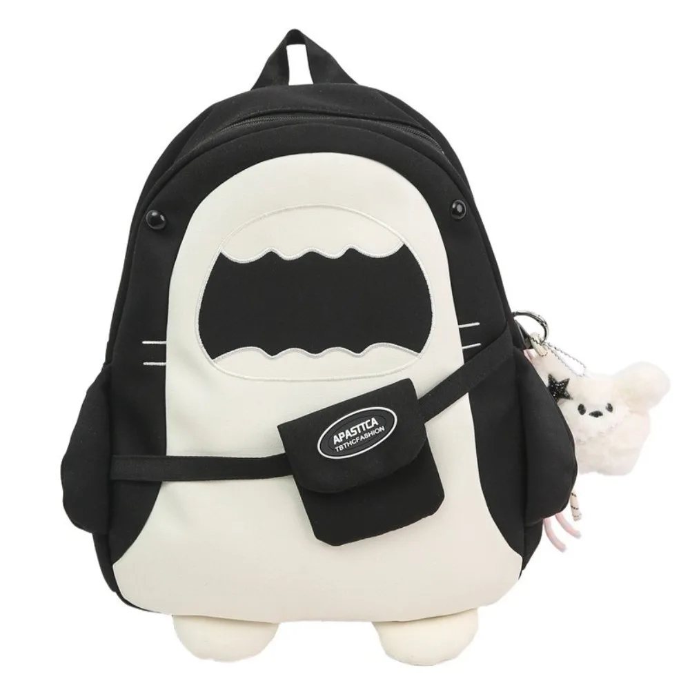 Large Capacity Cartoon Backpack Versatile Creative Shark Backpack Unique Simple Design Student Backpack Daily Use
