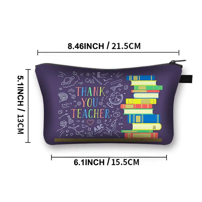 Thank You Teacher Letters Cosmetic Case Women Makeup Bags Napkin Lipstick Storage Bags for Travel Toiletries Bag Graduation Gift