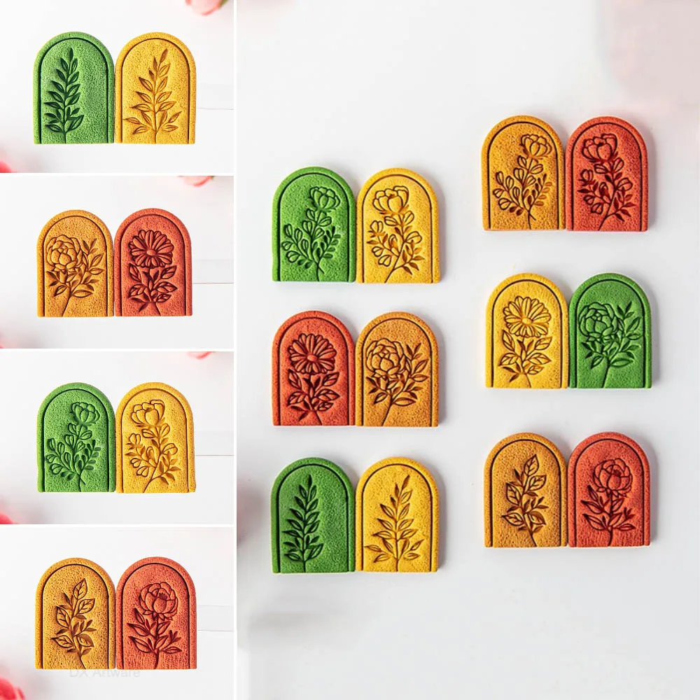 

Sunflower Carnation Rose Pattern Polymer Clay Flower Stamp Clay Texture Leaf Floral Stamps for DIY Earring Jewelry Pendant Tools