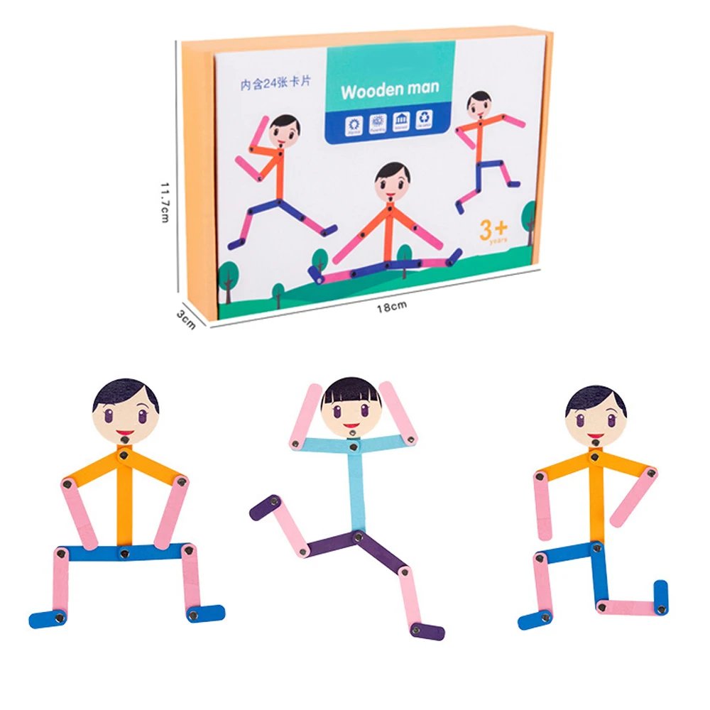 Sport Holz Mann Material DIY Puzzle Spielzeug Bretter Lernspiel frühes Lernen Spielzeug für Kinder Vorschule Feinmotorik Training – Detail 2