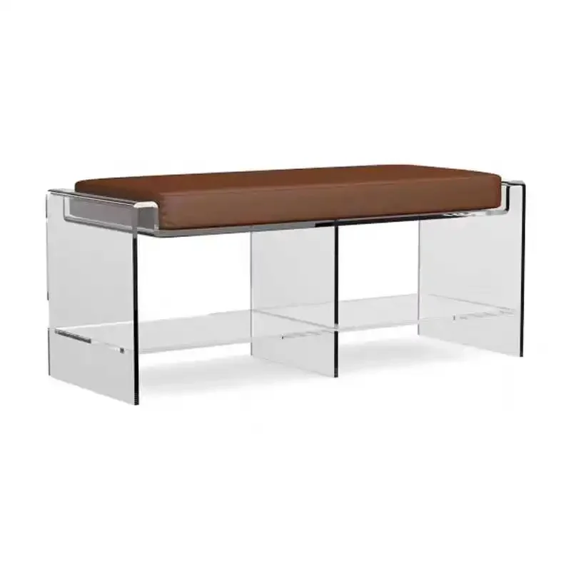 Modern minimalist design acrylic rest stool commercial lounge acrylic sofa stool bench