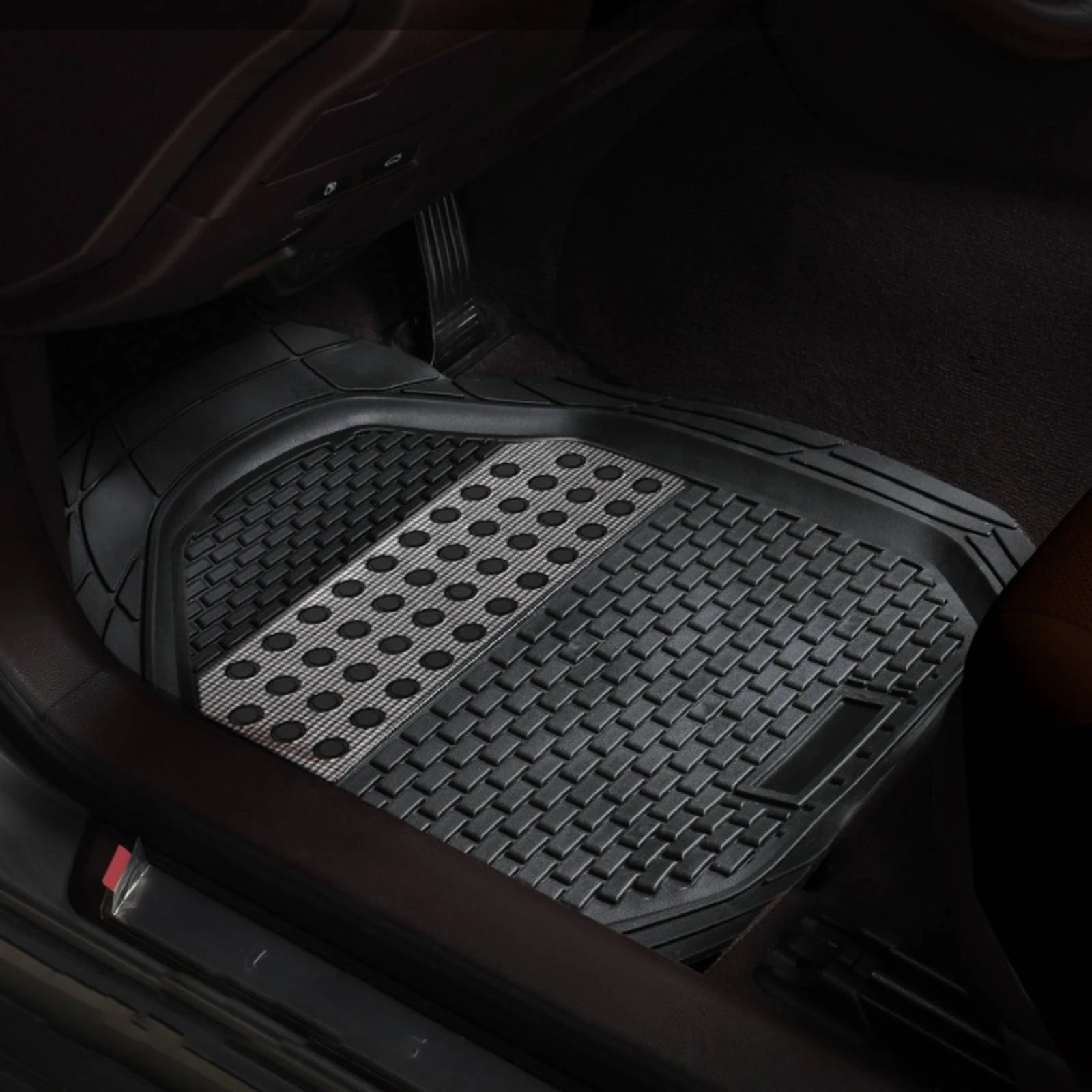 5 Pieces Car Mats with Center Bridge Trimmable Car Floor Mats Stain-Resistant Heavy-Duty for Drivers, Automotive