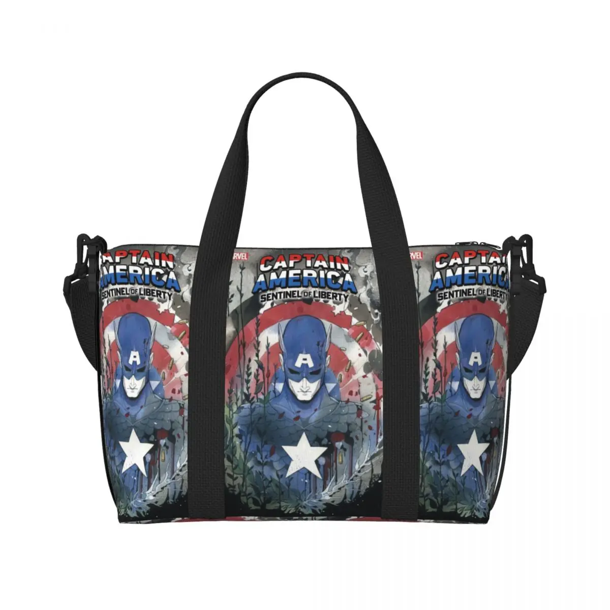 

Custom Capitan America Variant Cover By Peach Momoko Tote Bag Women Large Capacity Gym Beach Shoulder Travel Bag