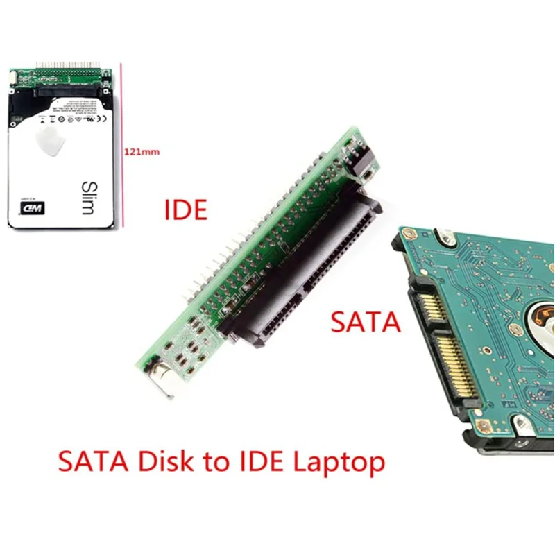 2.5 "محول SATA إلى IDE لمحرك الكمبيوتر المحمول، 2.5 بوصة HDD SSD المسلسل ATA 7 + 15P أنثى إلى 44 دبوس ذكر بطاقة محول منفذ PATA IDE