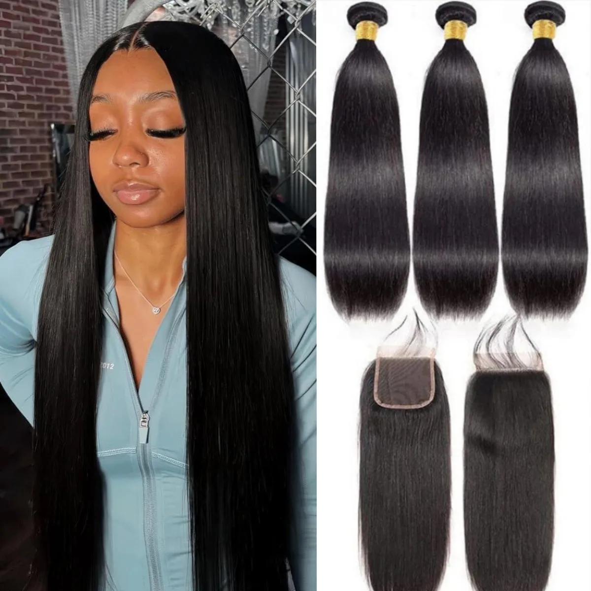 Brazilian Hair straight Bundles With HD Lace Closure 5x5 4x4 Hair Extensions For Women Straight Bundles Human Hair With Closure