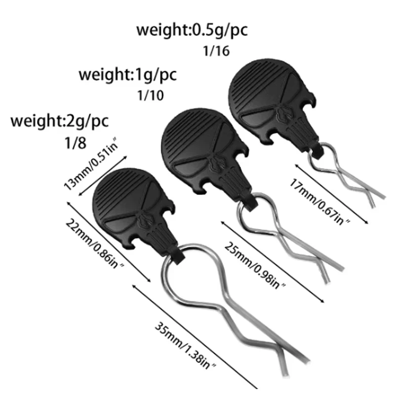 10Pcs Universal RC Car Body Clips with Pull Tabs Black White for 1/8 1/10 1/16 Losi Arrma Axial Redcat HPI HSP view 3