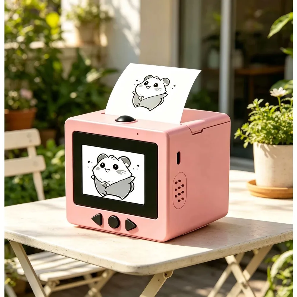 Smart AI Voice Thermal Label Printer 57mm ESC Portable Mini Barcode Sticker Maker Inkless USB Digital Display for Home