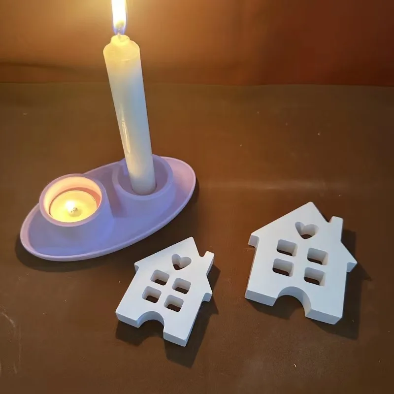 Love House Candle Mold DIY Epoxy Resin Cement Clay Gypsum Casting Ornaments Silicone Mold Home Decoration Table