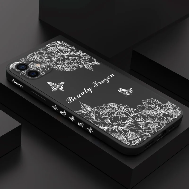 

Enchanting Peony Phone Case For iPhone 12 11 X XR XS 8 7 SE2 Pro Max Plus Mini Liquid Silicone Soft Cover