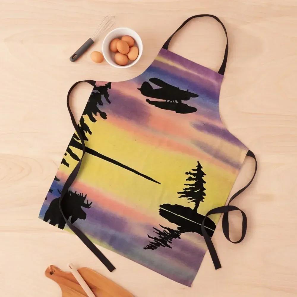 

Northern Watercolour Moose and the Norseman Apron Women's Kitchen japanese woman kindergarten teacher Apron