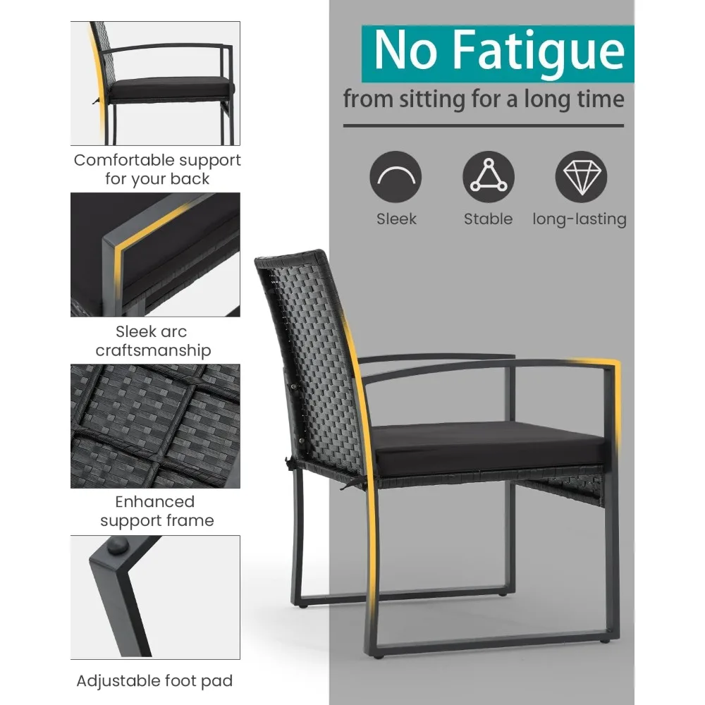 طقم أثاث فناء مكون من 3 قطع، بيسترو راتان خارجي مع طاولة قهوة، مجموعات أثاث الحدائق