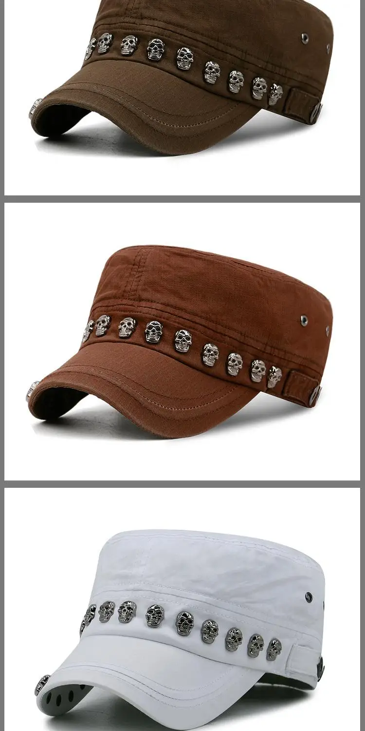 Männer Frauen Baseball Kappe Schädel Niet Flache Top Großen Kopf Hut Outdoor Freizeit Hüte Hip Hop High Street Tanzen K-pop – Detail 29